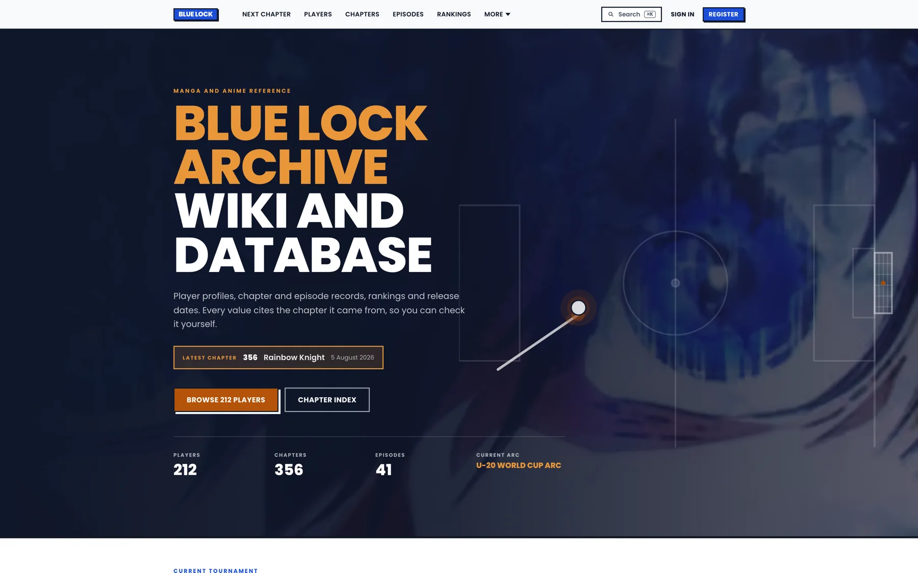 Blue Lock Archive interface